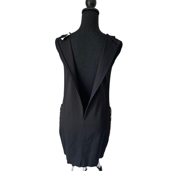 Axara Paris Cotton Black Floral Embroidered Mini Dress Sz 36 - Picture 5 of 7